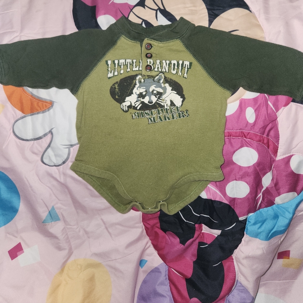 Cherokee Olive Little Bandit Baby Onesie